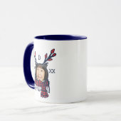 フェスティバル格子冬フクロウキャラクターフォトホリデー マグカップ (正面左)