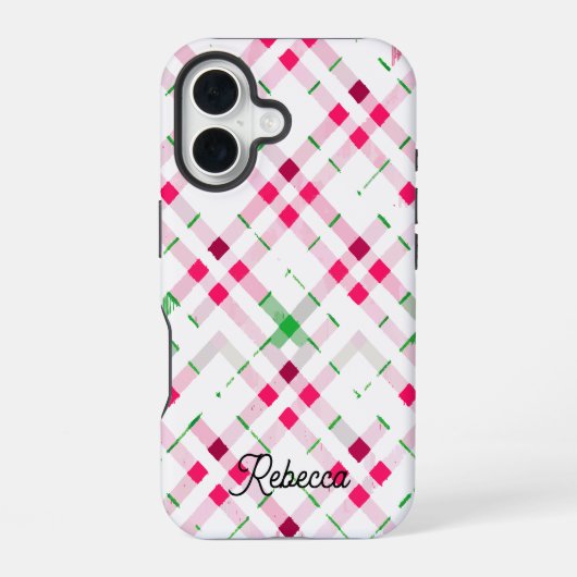 フェスティバル格子模様の名前 iPhone 16ケース (裏面)