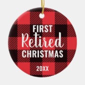 フェスティバル格子状パーソナライズされた初めてのクリスマス退職した セラミックオーナメント (正面)