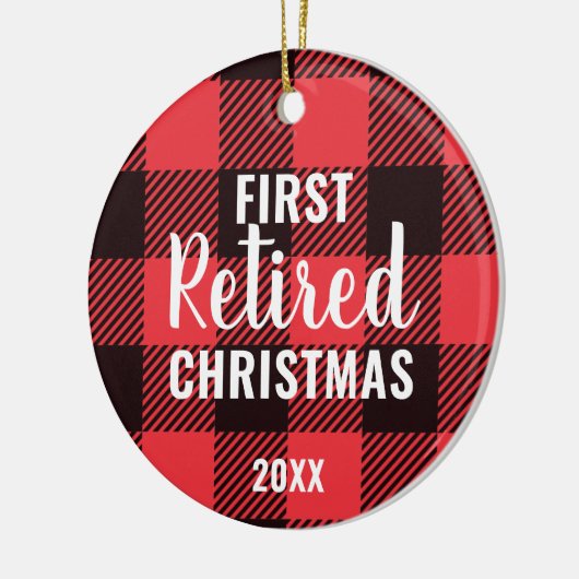 フェスティバル格子状パーソナライズされた初めてのクリスマス退職した セラミックオーナメント (左)