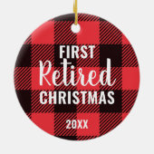 フェスティバル格子状パーソナライズされた初めてのクリスマス退職した セラミックオーナメント (裏面)