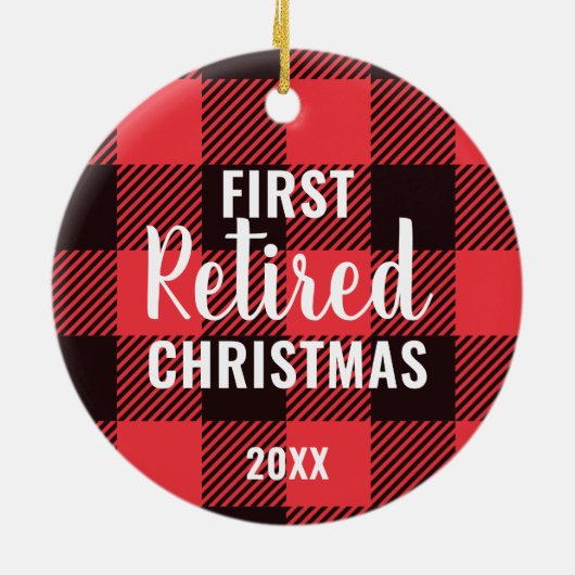 フェスティバル格子状パーソナライズされた初めてのクリスマス退職した セラミックオーナメント (裏面)