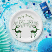 フェスティバル格子縞トナカイ ペーパープレート (パーティー)