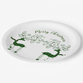 フェスティバル格子縞トナカイ ペーパープレート (アングル)