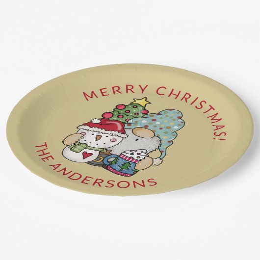 フェスティバル格言雪だるまクリスマス ペーパープレート (アングル)