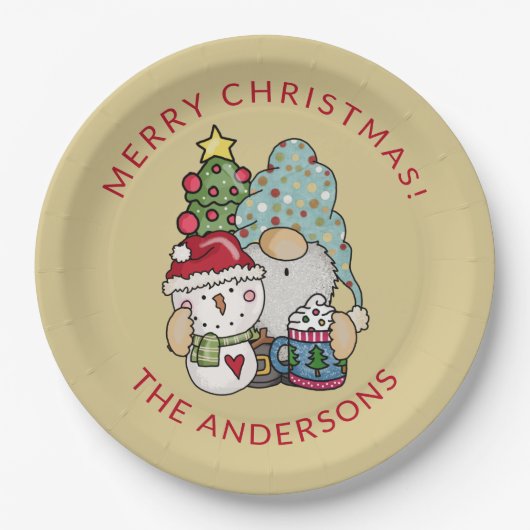 フェスティバル格言雪だるまクリスマス ペーパープレート (正面)