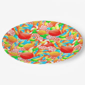 フェスティバル棒つきキャンデーキャンディモダンクリスマスホリデー ペーパープレート (アングル)