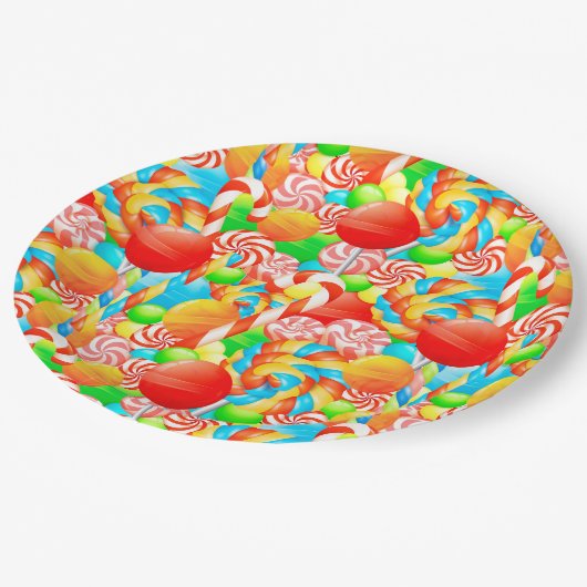 フェスティバル棒つきキャンデーキャンディモダンクリスマスホリデー ペーパープレート (アングル)