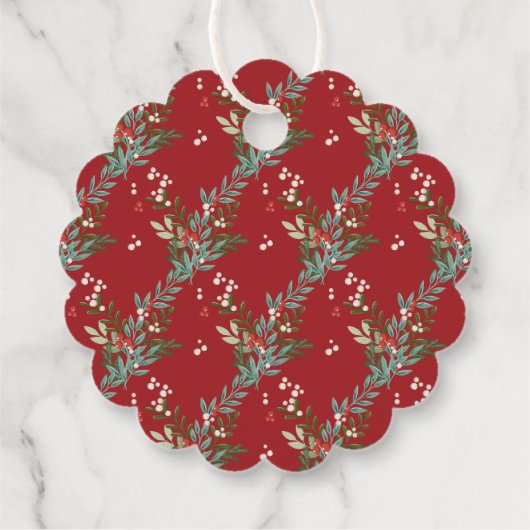フェスティバル植物性フローラクリスマス伝統的レッド フェイバータグ (裏面)