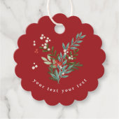 フェスティバル植物性フローラクリスマス伝統的レッド フェイバータグ (正面)