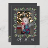フェスティバル植物性メリークリスマスフォトカード シーズンカード (正面/裏面)