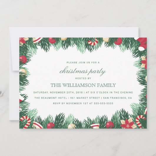 フェスティバル植物縁どクリスマスパーティー 招待状 (正面)