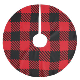 フェスティバル模様の赤と黒のスコッチクリスマス ブラッシュドポリエステルツリースカート