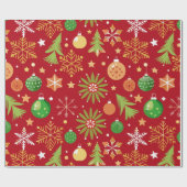 フェスティバル模様クリスマスオーナメント ラッピングペーパー (フラット)