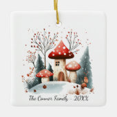 フェスティバル水彩ウィンターウッドランドマッシュルーム セラミックオーナメント (正面)