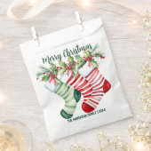 フェスティバル水彩クリスマスストッキング フェイバーバッグ (クリップ留めされた状態)