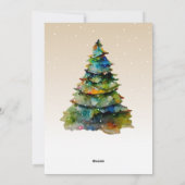 フェスティバル水彩クリスマスツリーの芸術的写真 シーズンカード (裏面)