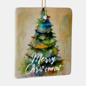 フェスティバル水彩クリスマスツリーの芸術的写真 セラミックオーナメント (右)