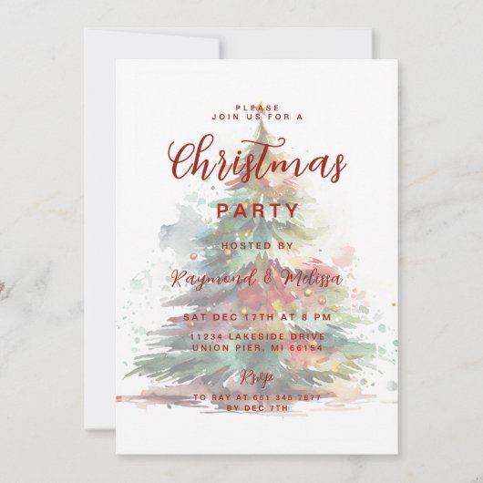 フェスティバル水彩クリスマスツリーパーティーオーバーレイ シーズンカード (正面)