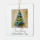 フェスティバル水彩クリスマスツリー芸術的スケッチ セラミックオーナメント (左)