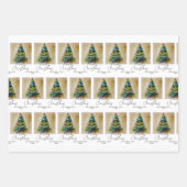 フェスティバル水彩クリスマスツリー芸術的スケッチ ラッピングペーパーシート (正面3)