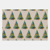 フェスティバル水彩クリスマスツリー芸術的スケッチ ラッピングペーパーシート (正面2)