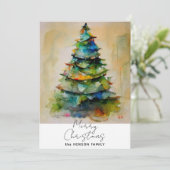 フェスティバル水彩クリスマスツリー芸術的 シーズンカード (スタンド正面)