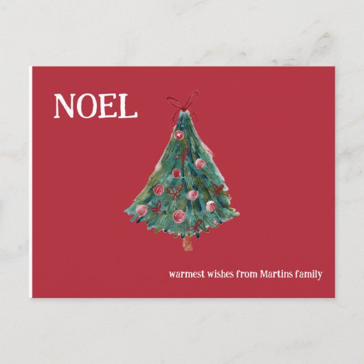フェスティバル水彩クリスマスツリー ポストカード (正面)