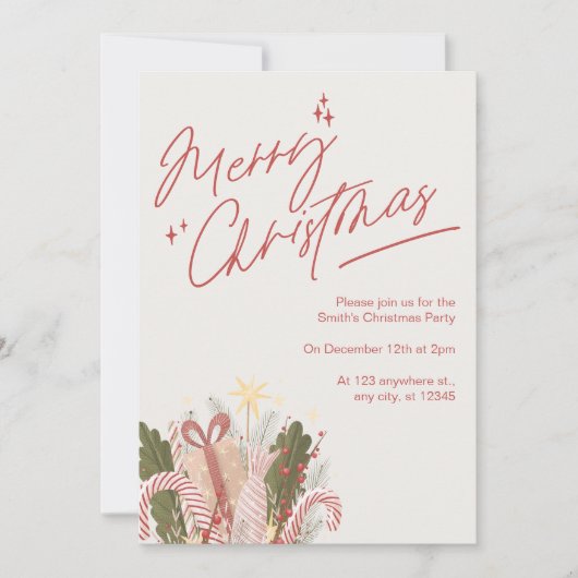 フェスティバル水彩クリスマスパーティー 招待状 (正面)
