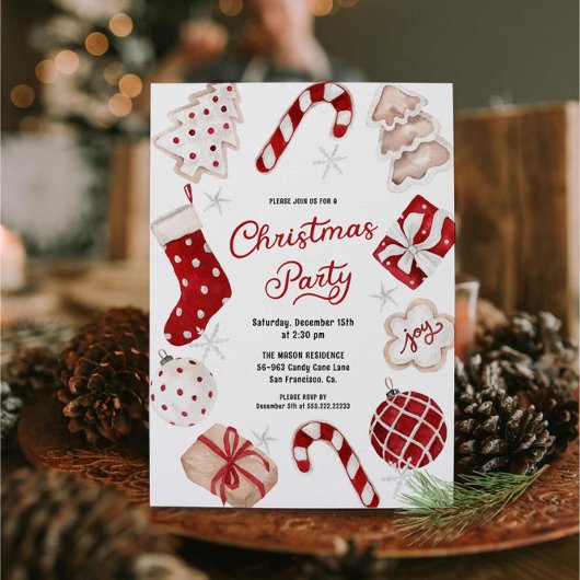 フェスティバル水彩クリスマスパーティー 招待状