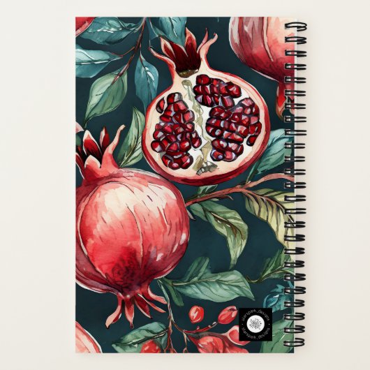 フェスティバル水彩ザクロ果実及葉び ノートブック (裏面)