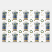 フェスティバル水彩ピンク、ブルー、ネイビーのフロントドア ラッピングペーパーシート (正面3)