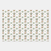 フェスティバル水彩ピンク、ブルー、ネイビーのフロントドア ラッピングペーパーシート (正面)