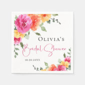 フェスティバル水彩ブライトフラワーズブライダルシャワー スタンダードカクテルナプキン (正面)