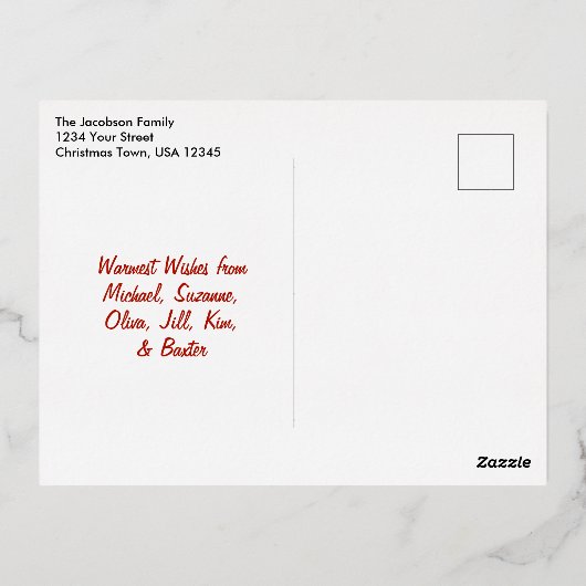 フェスティバル水彩ランプポストクリスマス 箔シーズンポストカード (裏面)