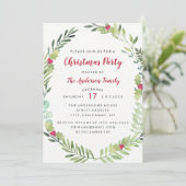 フェスティバル水彩リースクリスマスパーティーカード 招待状 (スタンド正面)