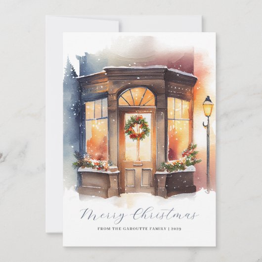 フェスティバル水彩写真メリークリスマス シーズンカード (正面)