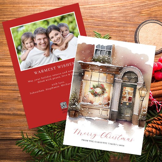 フェスティバル水彩写真メリークリスマス シーズンカード