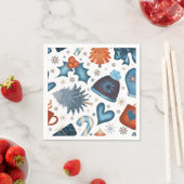 フェスティバル水彩冬クリスマスパターン スタンダードカクテルナプキン (インサイチュ)