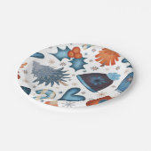 フェスティバル水彩冬クリスマスパターン ペーパープレート (アングル)