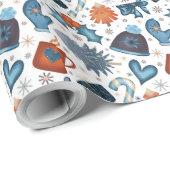 フェスティバル水彩冬クリスマスパターン ラッピングペーパー (ロールコーナー)