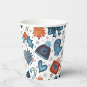 フェスティバル水彩冬クリスマスパターン 紙コップ (正面)