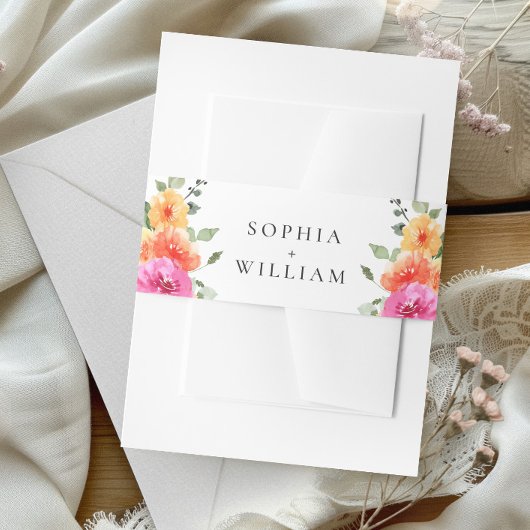 フェスティバル水彩明るい花のフローラ 招待状ベリーバンド