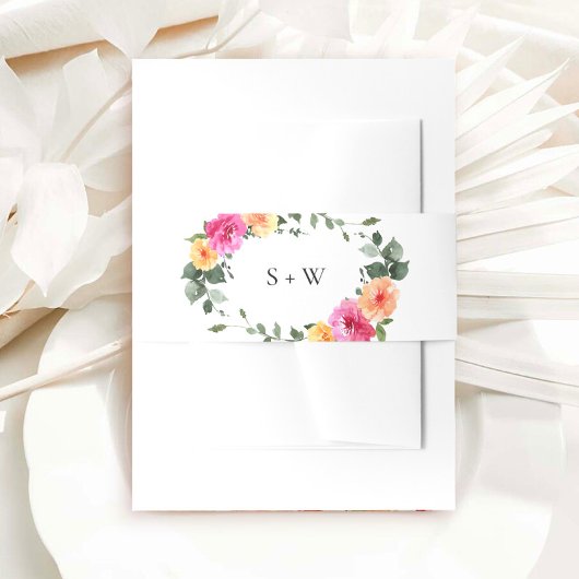 フェスティバル水彩明るい花のフローラ 招待状ベリーバンド