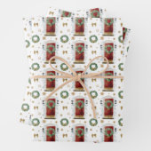 フェスティバル水彩赤いフロントドアパターン ラッピングペーパーシート (インサイチュ)