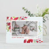 フェスティバル水彩赤ポインセチア写真クリスマス シーズンカード (スタンド正面)