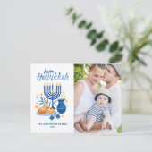 フェスティバル水彩（ユダヤ教）メノラーハッピーハヌカフォト シーズンポストカード (スタンド正面)