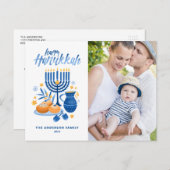 フェスティバル水彩（ユダヤ教）メノラーハッピーハヌカフォト シーズンポストカード (正面/裏面)