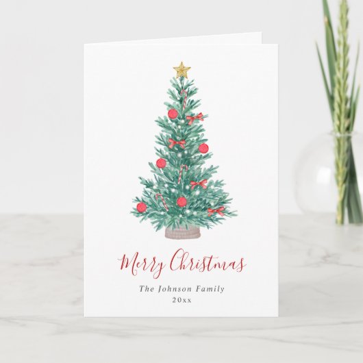 フェスティバル水色クリスマスツリー非写真 シーズンカード (正面)