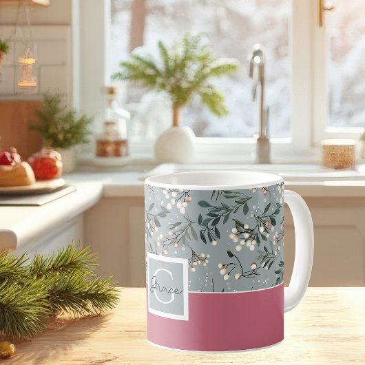 フェスティバル水色クリスマスパターン コーヒーマグカップ